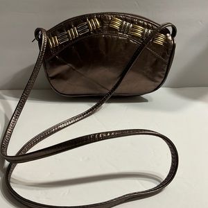 Atalla  genuine leather crossbody bag. Made in the USA bronze color